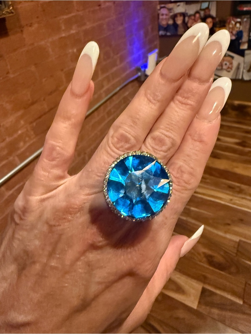 New Blue Crystal Cocktail Ring - Women Jewelry gemstone crystal gold plated
